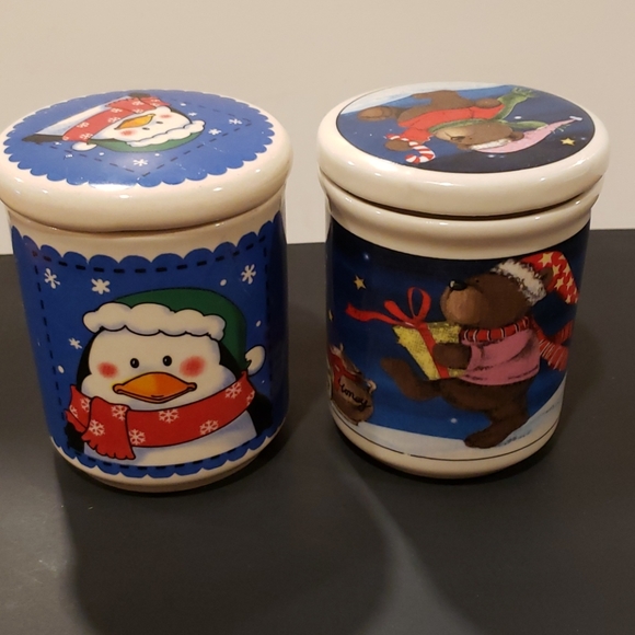2 Ceramic Canisters Coffee Sugar Candy - Picture 2 of 8